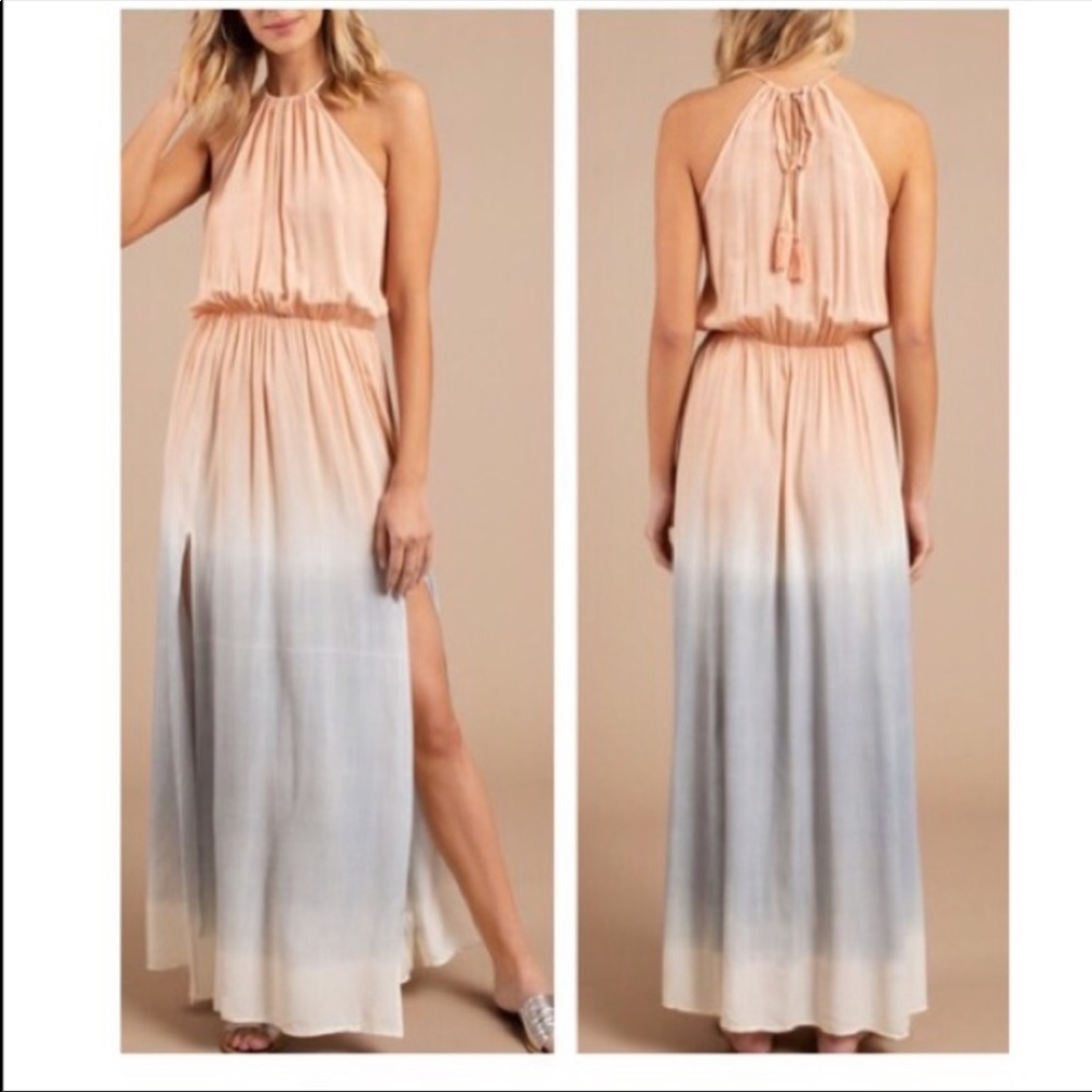 SWEET SUNSET BLUSH PINK DIP-DYE MAXI DRESS LULUS